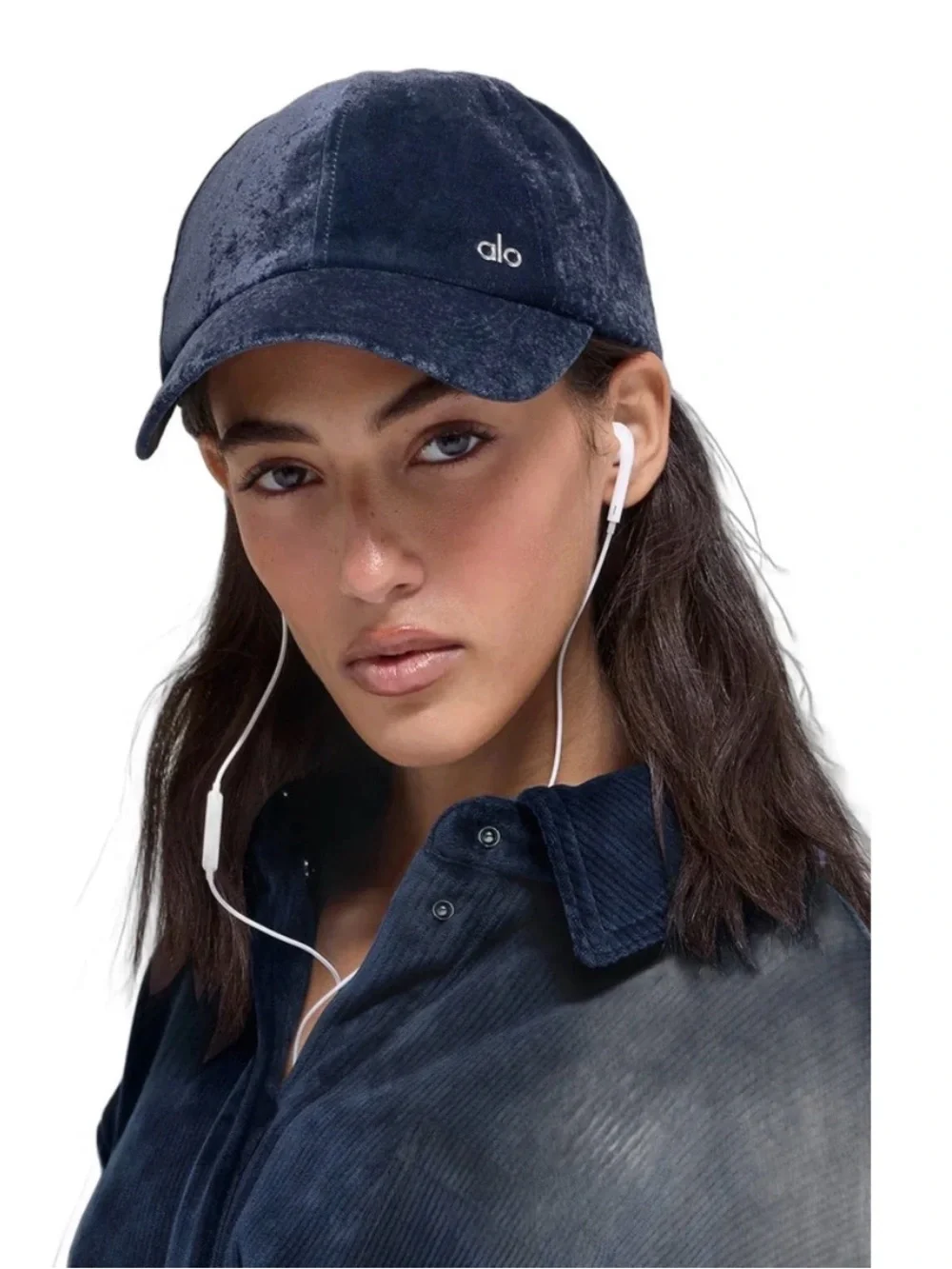 ALO Yoga Velvet Baseball Cap in Navy